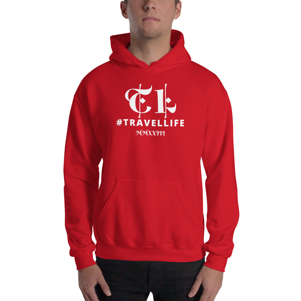#Travellife TL Roman Numeral 2023 White Centered Text Unisex Hoodie