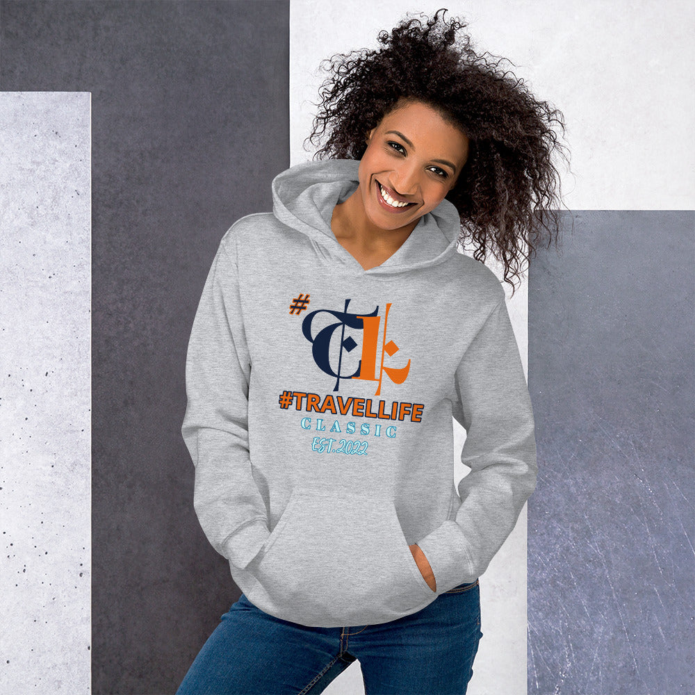 #Travellife Classic Blue and Navy TL Intertwined Unisex Hoodie