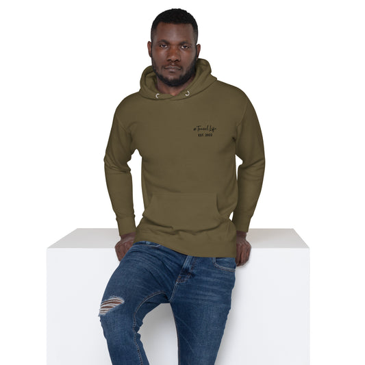 #Travellife Signature Est. 2022 Black Text Unisex Hoodie