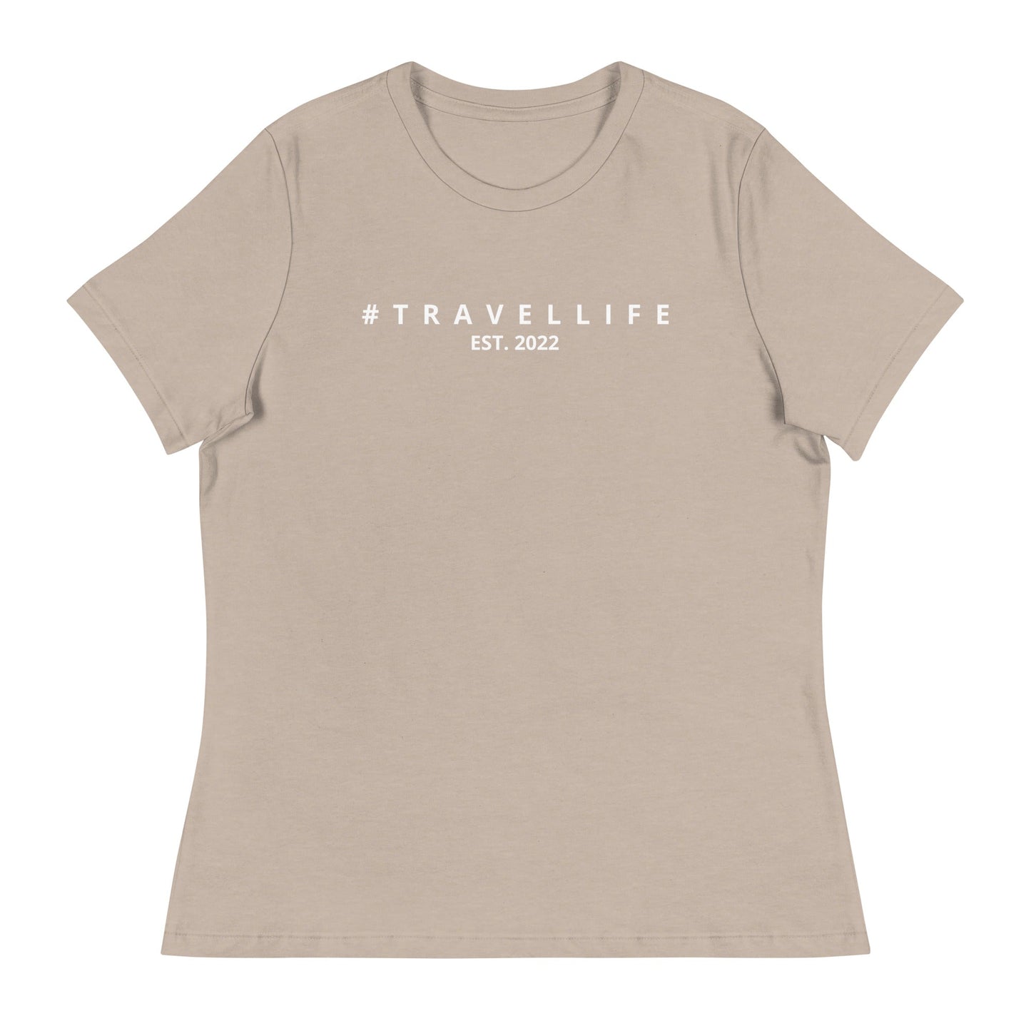 #Travellife Est. 2022 Women's Relaxed T-Shirt White Text 2X+