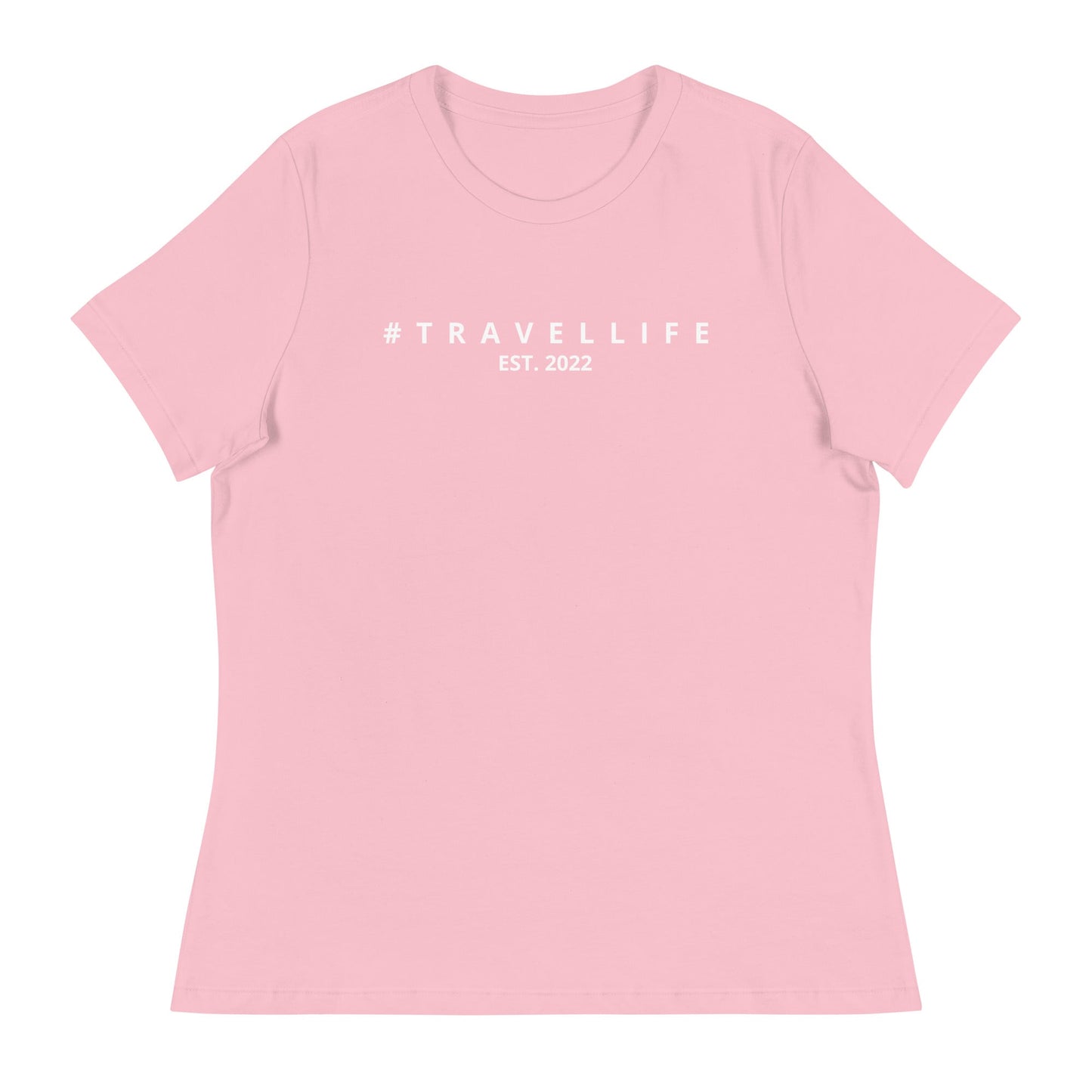 #Travellife Est. 2022 Women's Relaxed T-Shirt White Text 2X+